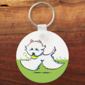 Westie afspeeltijd off-Leash Art™ Sleutelhanger (Voorkant)