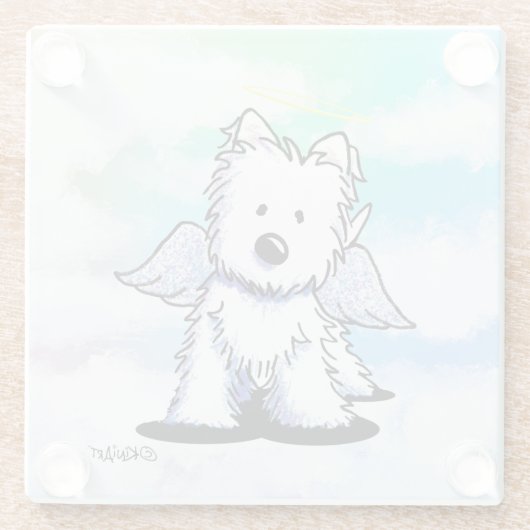 Westie Angel Glass Onderzetter Glazen Onderzetter (Achterkant)