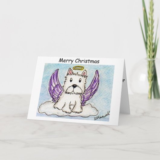 Westie Angel Kerstkaart vriend vrouw dochter Feestdagen Kaart (Voorkant)