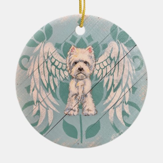 Westie Angel Kerstversiering Keramisch Ornament (Voorkant)