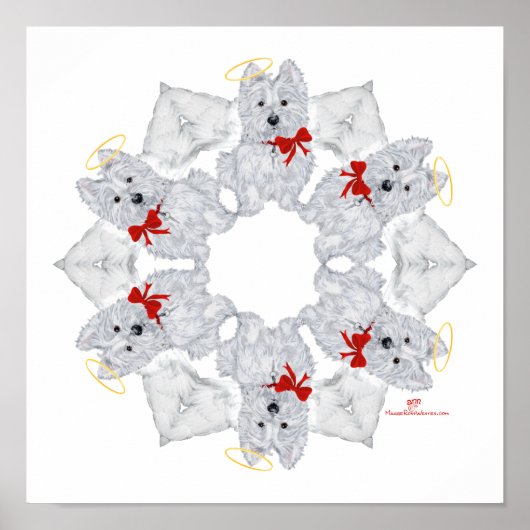 Westie Angel Snowflake Poster (Voorkant)