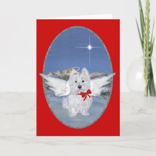 Westie Angel Wenskaart Feestdagen Kaart (Voorkant)