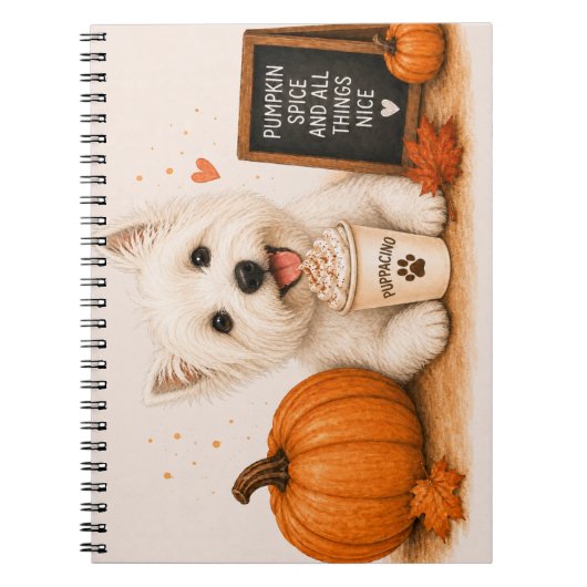 Westie Autumn Café Notitieboek (Voorkant)