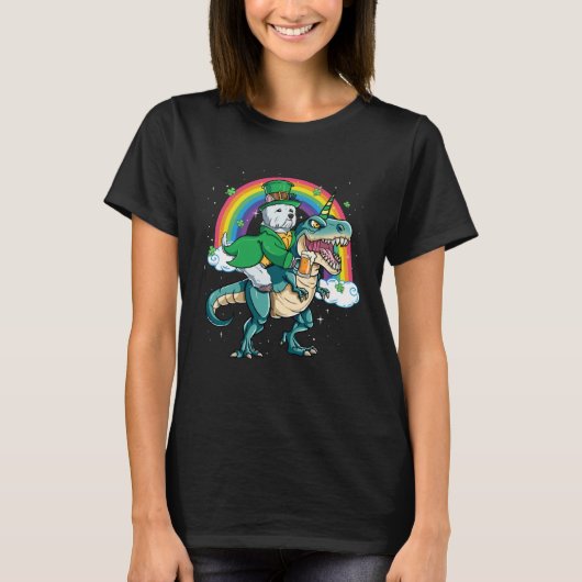 Westie Beer Dino Rex Horn Rainbow Dog T-shirt (Voorkant)