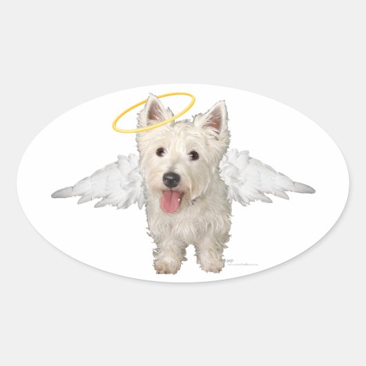 Westie Beschermengelen Ovale Sticker (Voorkant)