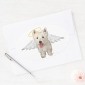 Westie Beschermengelen Ovale Sticker (Envelop)