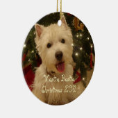 Westie Bestie Kerstmis door Rwatkins Keramisch Ornament (Rechts)