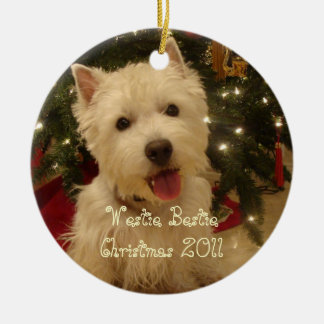 Westie Bestie Kerstmis door Rwatkins Keramisch Ornament