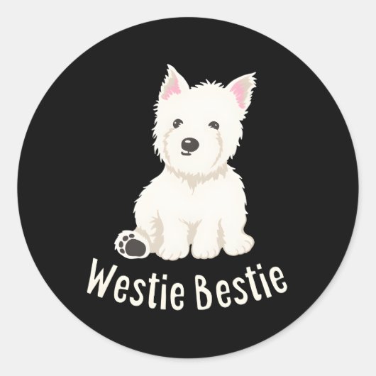 Westie Bestie West Highland White Terrier Ronde Sticker (Voorkant)