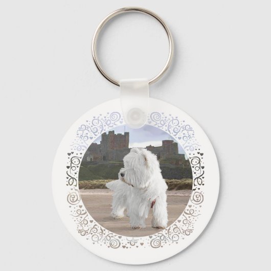 Westie bij Bamburgh Castle Sleutelhanger (Voorkant)