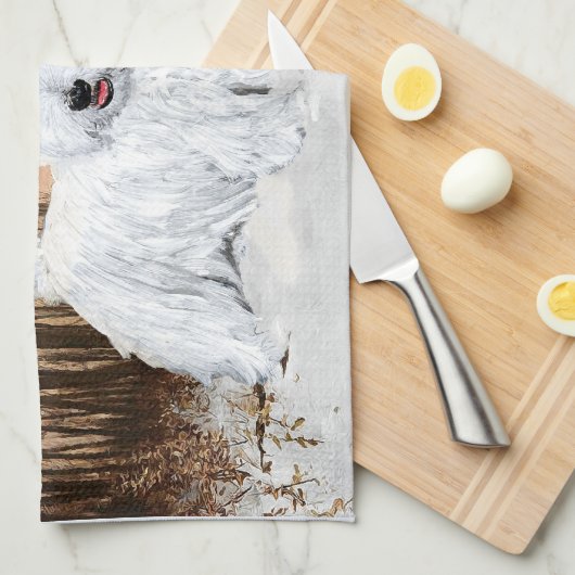 Westie bij Twilight Theedoek (Quarter Fold)