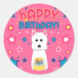 Westie Birthday Ronde Sticker