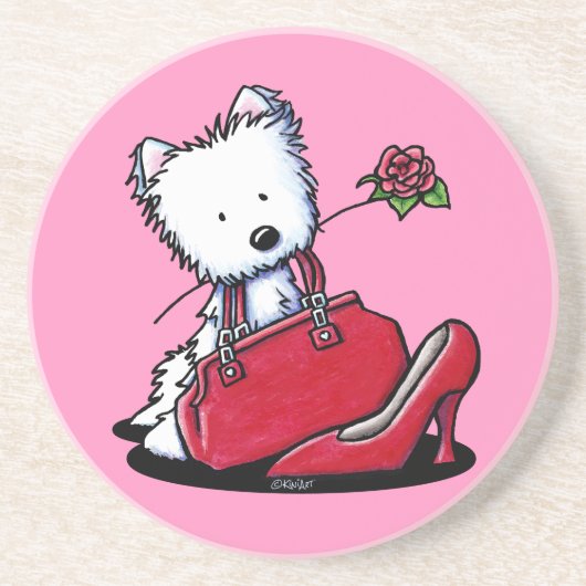 Westie Bits O' Heaven Coaster Zandsteen Onderzetter (Voorkant)
