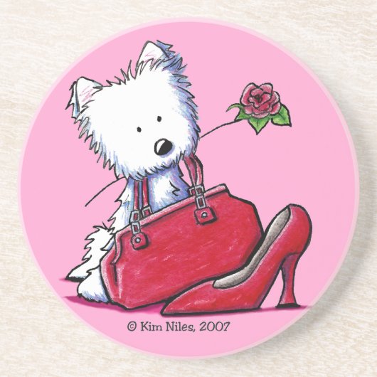 Westie Bits O' Heaven Coaster Zandsteen Onderzetter (Voorkant)