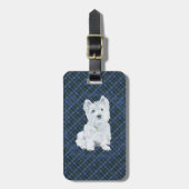 Westie Black Watch Tartan Bagagelabel (Voorkant verticaal)