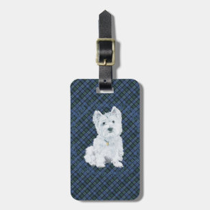 Westie Black Watch Tartan Bagagelabel