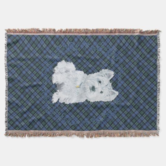 Westie Black Watch Tartan Deken (Voorkant)