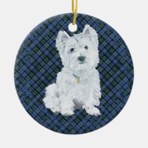 Westie Black Watch Tartan Keramisch Ornament