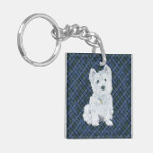 Westie Black Watch Tartan Sleutelhanger (Voorkant Links)