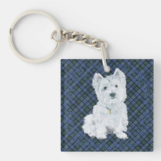 Westie Black Watch Tartan Sleutelhanger (Voorkant)
