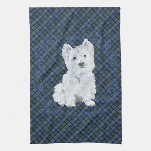 Westie Black Watch Tartan Theedoek (Verticaal)
