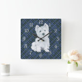 Westie Black Watch Tartan Vierkante Klok (Huis)