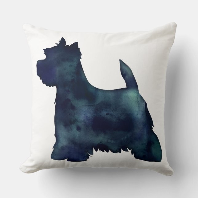 Westie Black Waterolor Silhouette Dog Kussen (Voorkant)