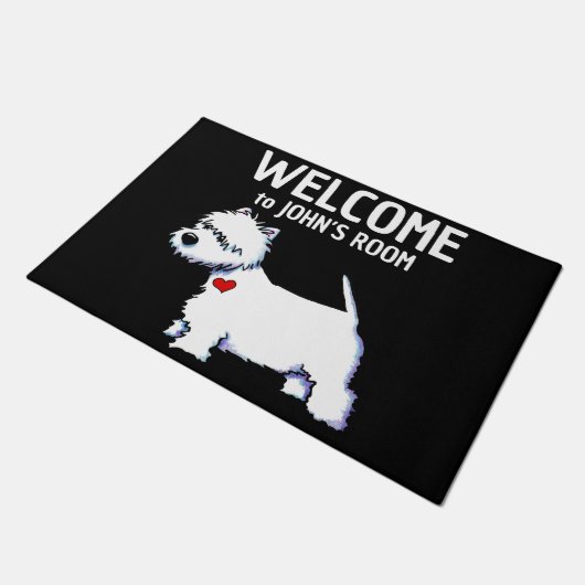 Westie Black Welcome Mat (Schuin)
