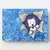 Westie Blast op Blauwe Plak Fotoplaat (voorkant)
