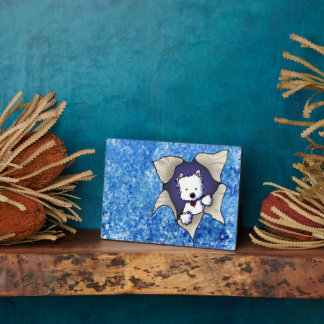 Westie Blast op Blauwe Plak Fotoplaat