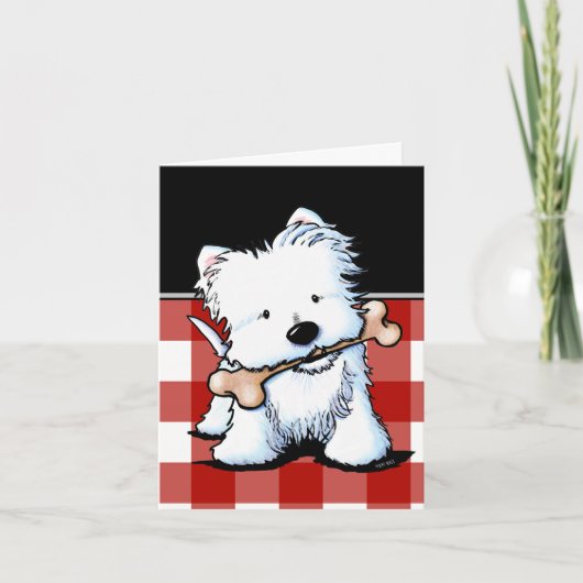 Westie Bone Appetit Wenskaart Kaart (Voorkant)