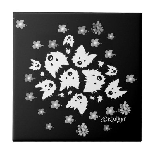 Westie Bouquet Tegel Tegeltje (Voorkant)