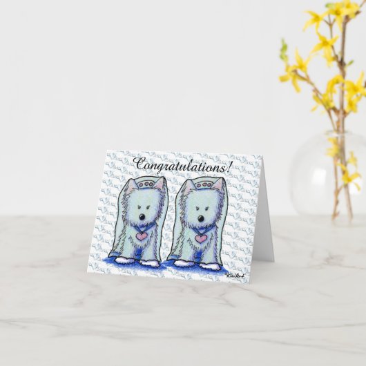 Westie Bride Duo Wedding Kaart (Gele Bloem)