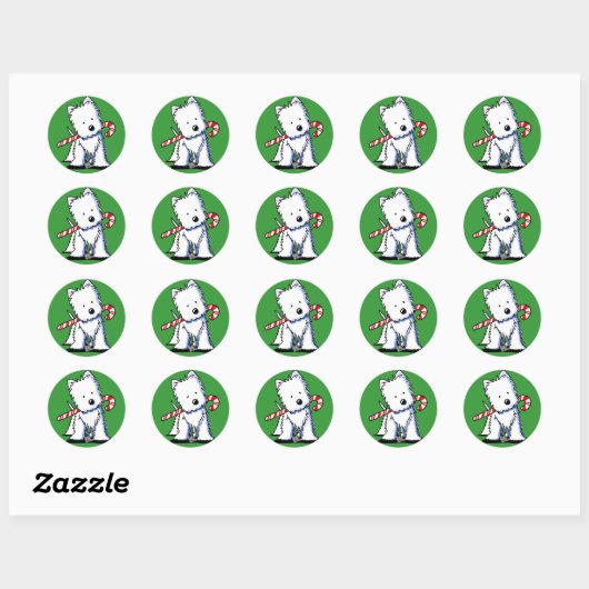 Westie Candycane Cutie KiniArt Stickers (Vel)