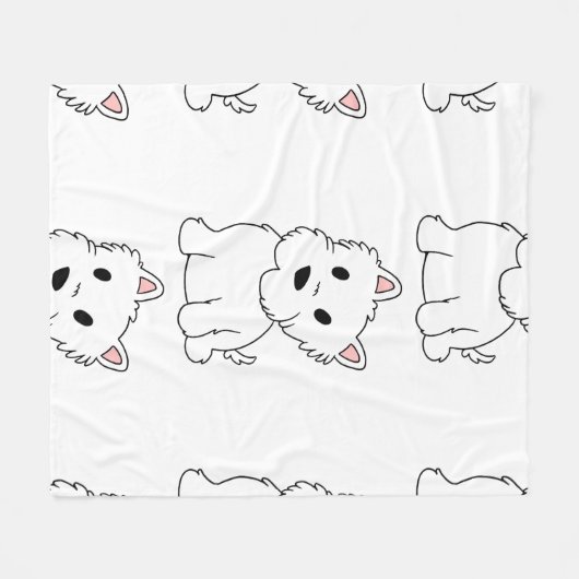 westie-cartoon fleece deken (Voorkant (Horizontaal))