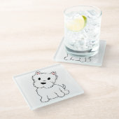 westie-cartoon glazen onderzetter (Schuin)