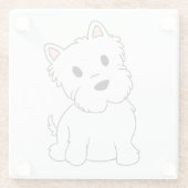 westie-cartoon glazen onderzetter (Achterkant)