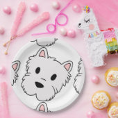 westie cartoon head.png papieren bordje (Feest)