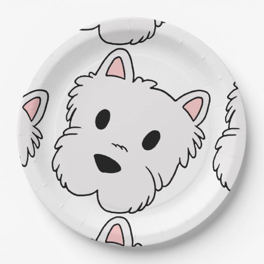 westie cartoon head.png papieren bordje (Voorkant)