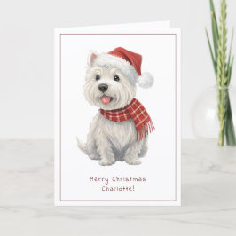 Westie Cheeky Dog Cute Christmas Card Personalise Feestdagen Kaart