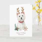 Westie Cheeky Dog Cute Christmas Greeting Card Kaart (Gele Bloem)