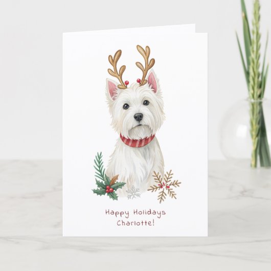 Westie Cheeky Dog Cute Christmas Greeting Card Kaart (Voorkant)