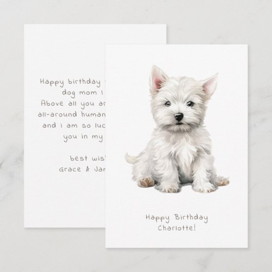 Westie Cheeky Puppy Leuke Verjaardag Kaart Persona (Voorkant / Achterkant)