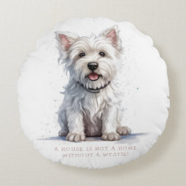 Westie Cheeky Schattige gepersonaliseerd Rond Kussen