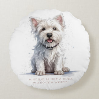 Westie Cheeky Schattige gepersonaliseerd Rond Kussen