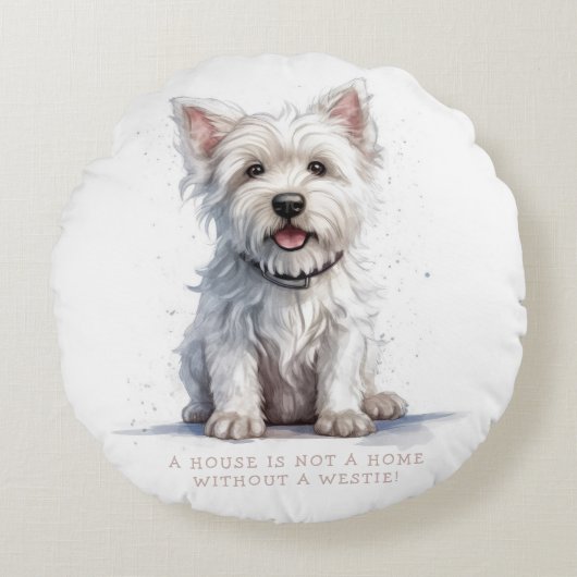Westie Cheeky Schattige gepersonaliseerd Rond Kussen (Voorkant)