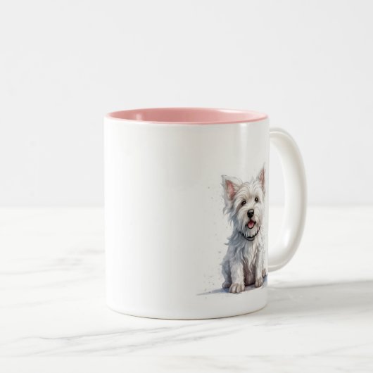 Westie Cheeky Schattigee gepersonaliseerde geschen Tweekleurige Koffiemok (Voorkant rechts)