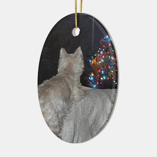 WESTIE CHRISTMAS AWE KERAMISCH ORNAMENT (Links)