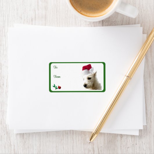 Westie Christmas Gift Label Stickers (Insitu)
