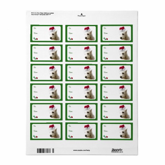 Westie Christmas Gift Label Stickers (Full Sheet)